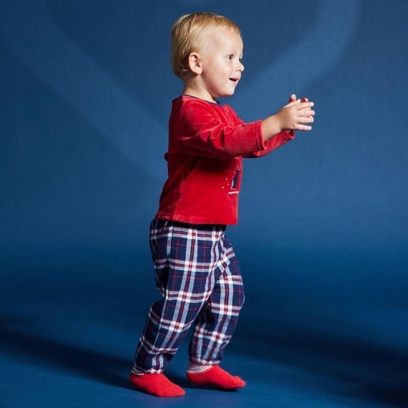 Pyjama velours famille de rennes rouge bébé garçon Rouge