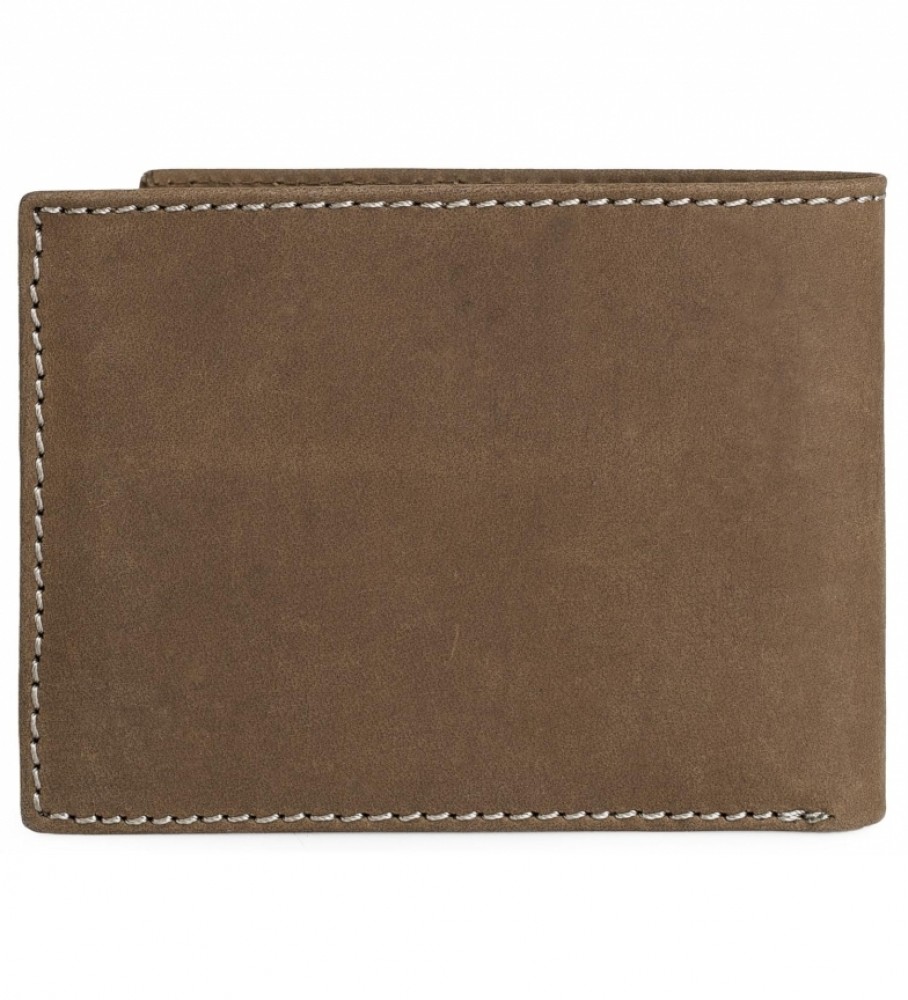 Carteira Lois em couro marrom, modelo 201711 - 11 x 8,5 cm -