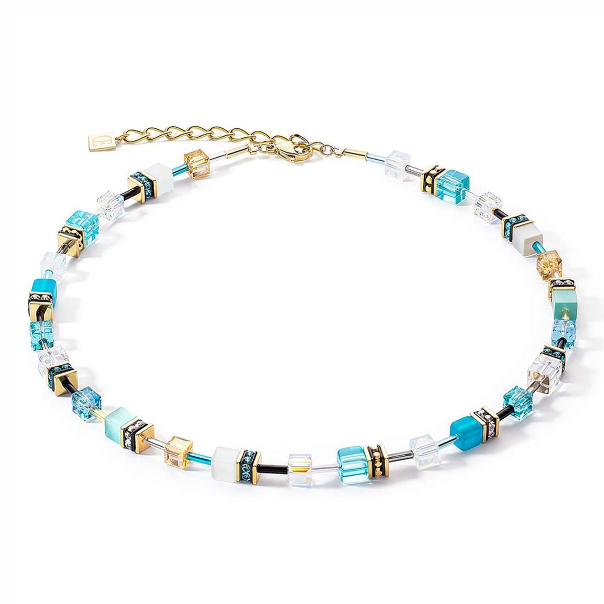 Collier Coeur de Lion Geocube bleu or