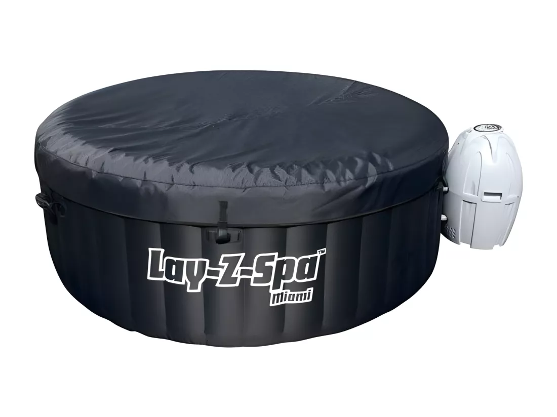 Lay-z-Spa Rond Miami Air Jet Gonflable - 2/4 Places - Matériau TRITEC - D 180 cm x H 66 cm - Noir