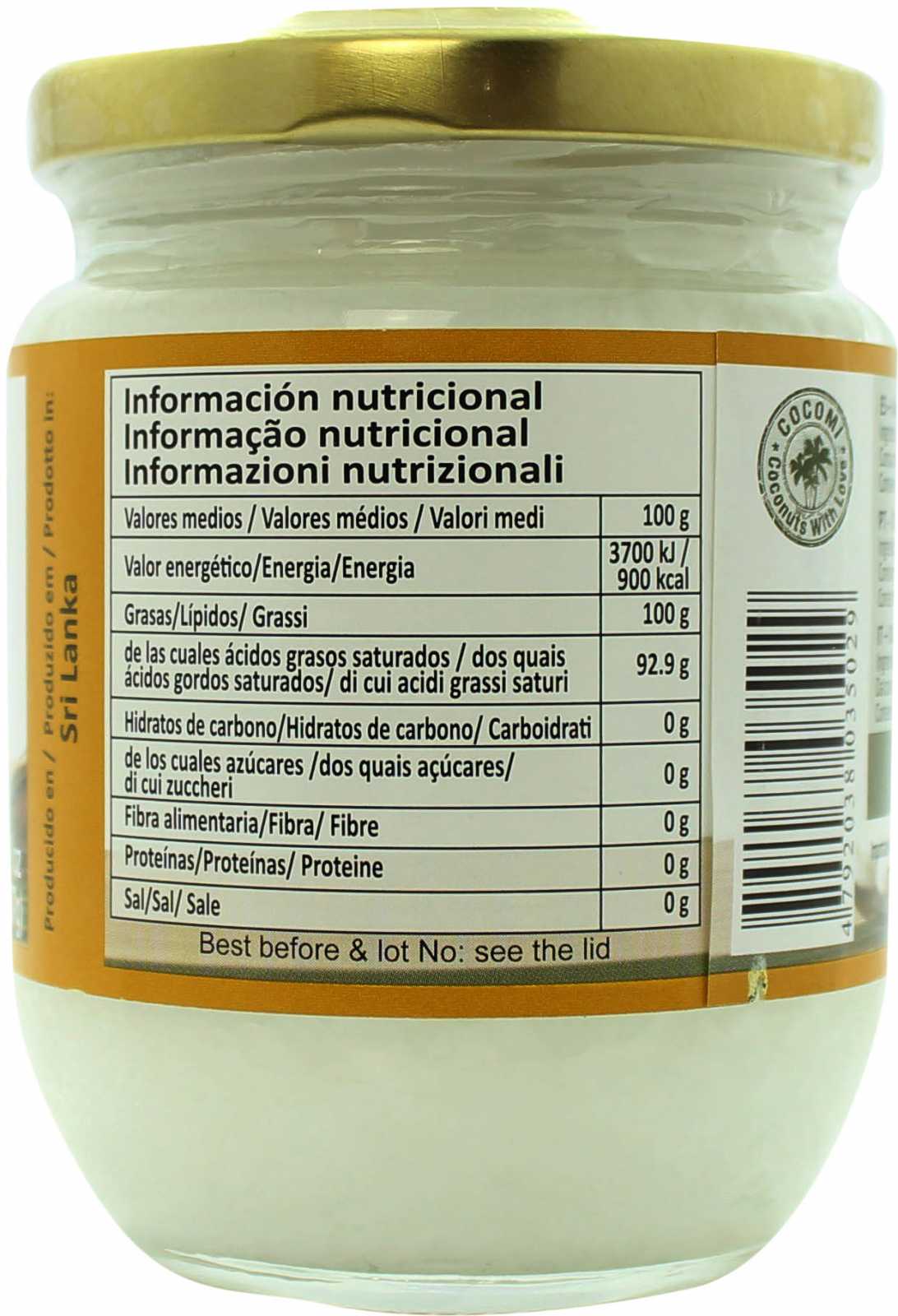 Óleo de Coco Virgem Orgânico Coomi 225ml