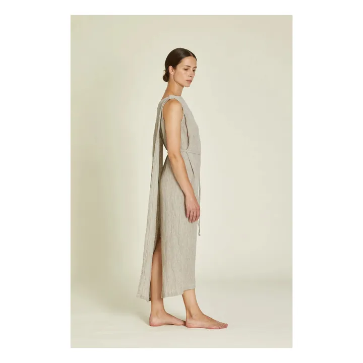 Black Crane Robe Obi Lin | Gris clair