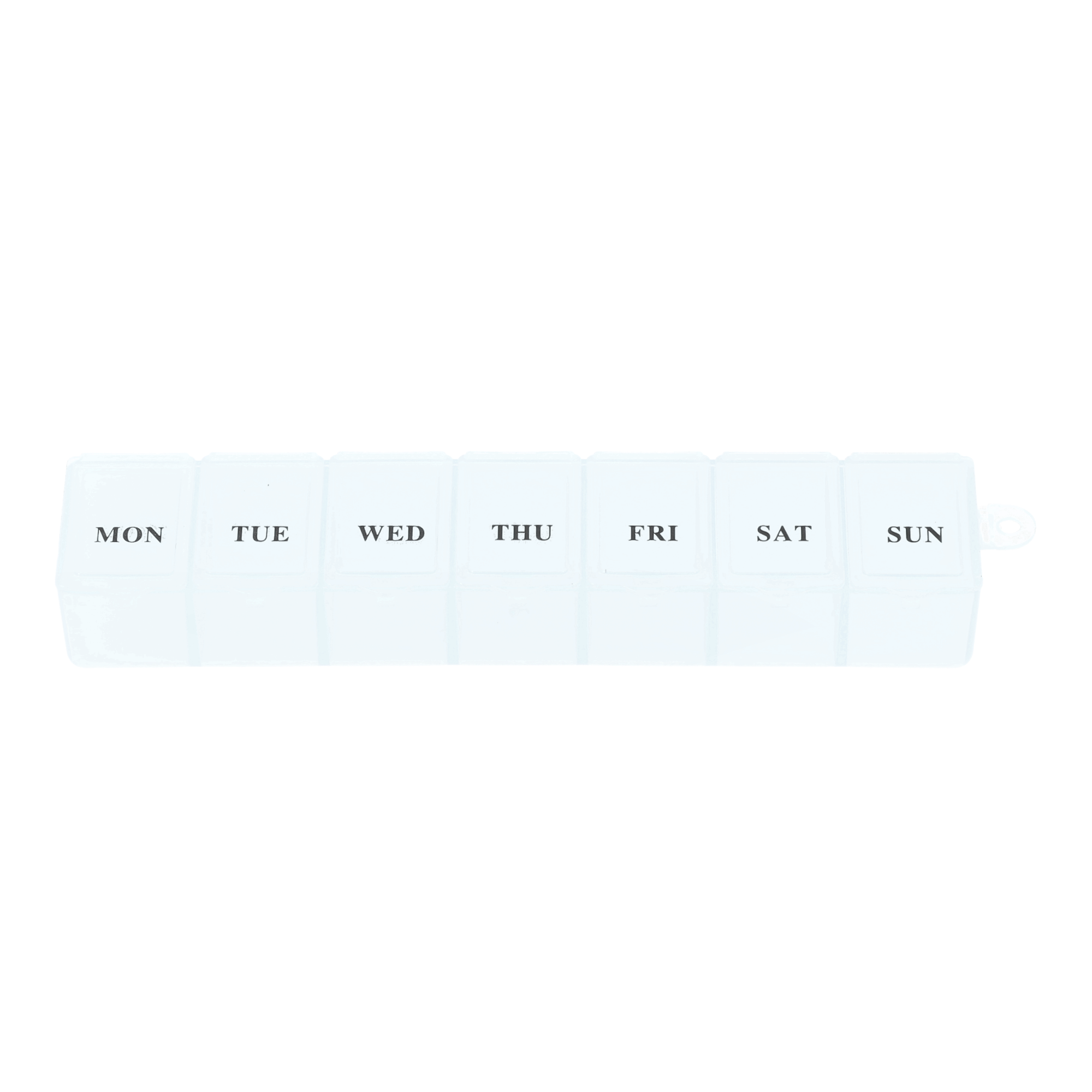 (150x30mm) Medikamenten Dosierer 7 Tage Dosett Tablettenbox Supplements Pillendose   Kugelkette - Transparent