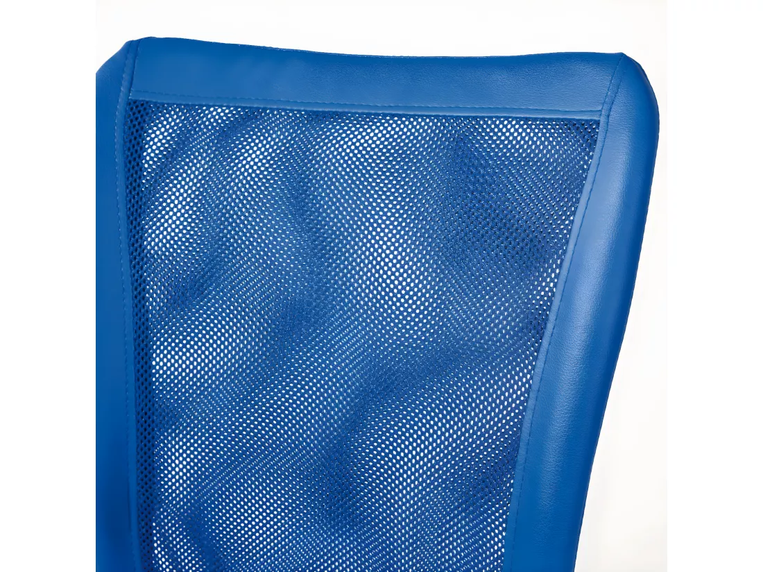 CLIDE - Chaise de Bureau Enfant Tissu Bleu et Pieds Chromés