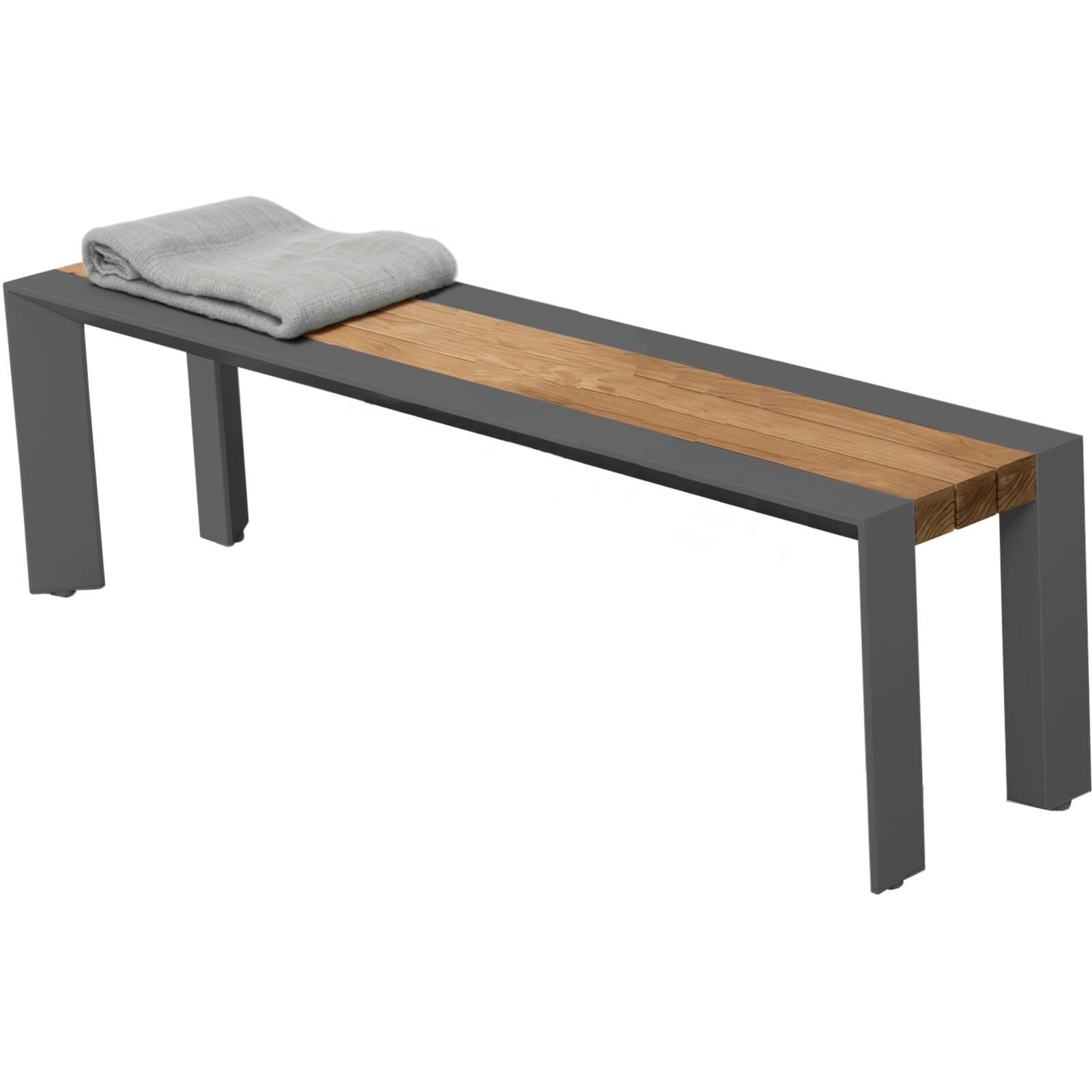 3-Sitzer Bank SILEA - anthrazit - Holz-Optik