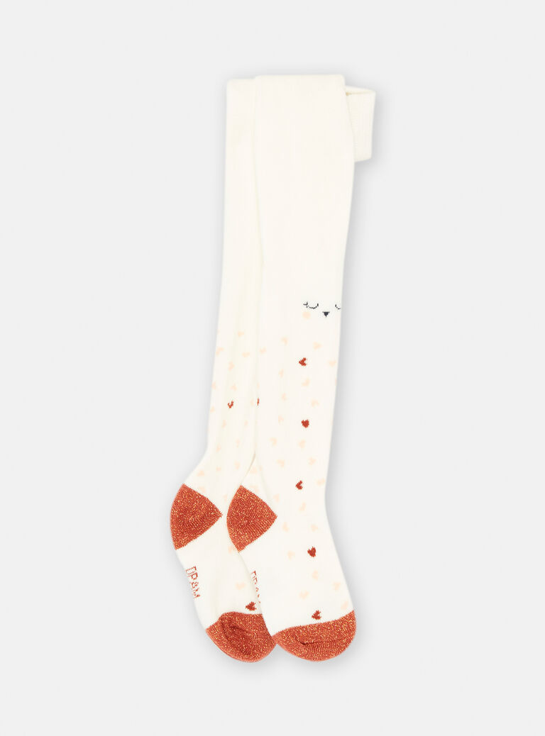 Collants écrus à motifs hiboux pour bébé fille
