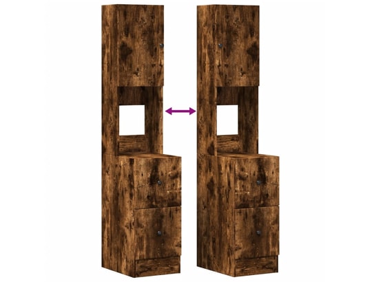 VIDAXL - Meuble pour électroménager Armoire de cuisine chêne fumé 35x50x180 cm bois d'ingénierie