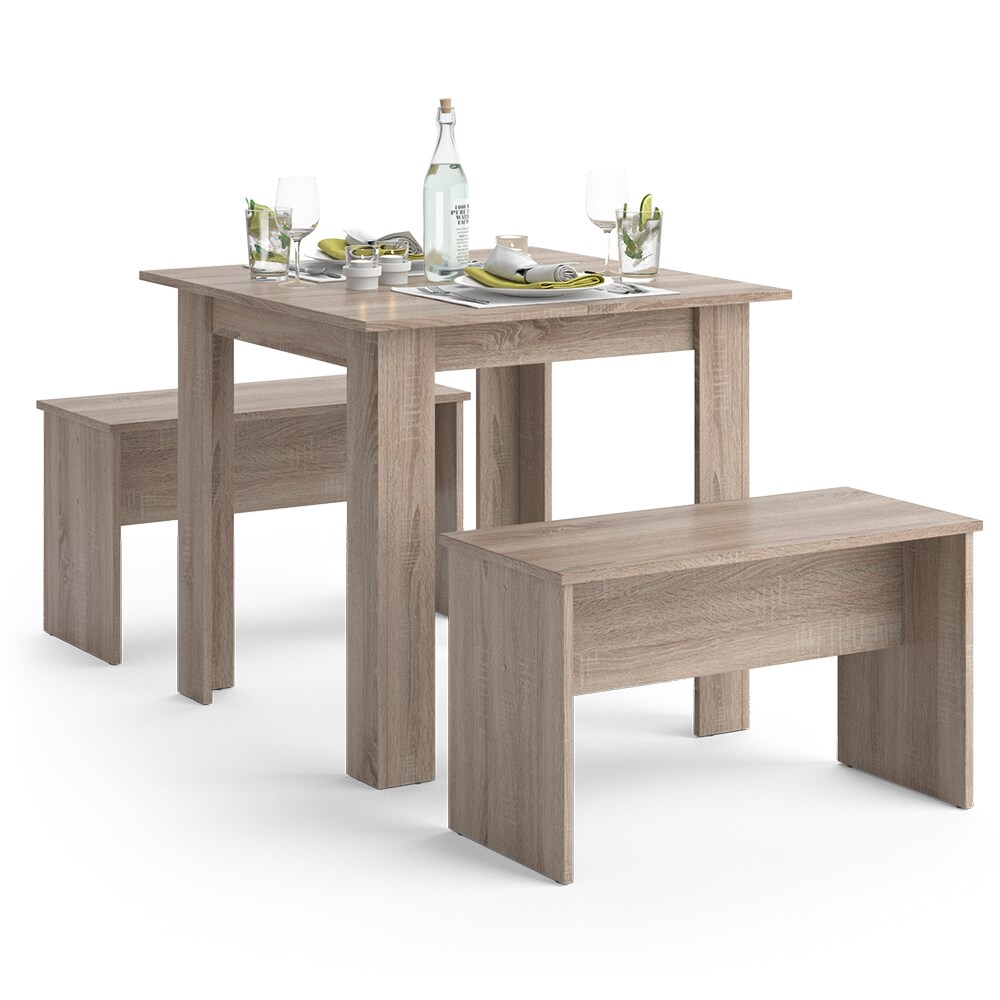 Vicco Tischgruppe Sitzgruppe Esszimmer Sentio Esstisch Sitzbank Sonoma 80 cm