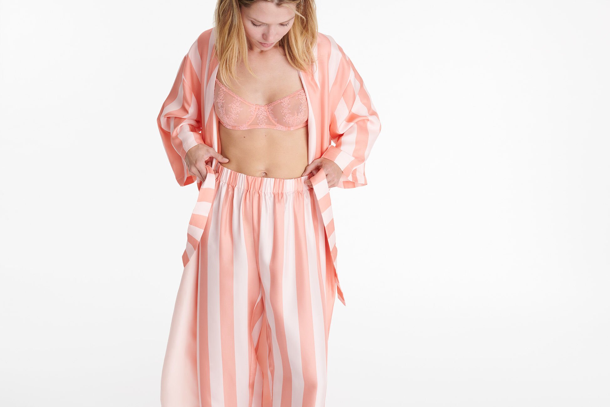 Poseidon Kimono RAYURE SEL ROSE