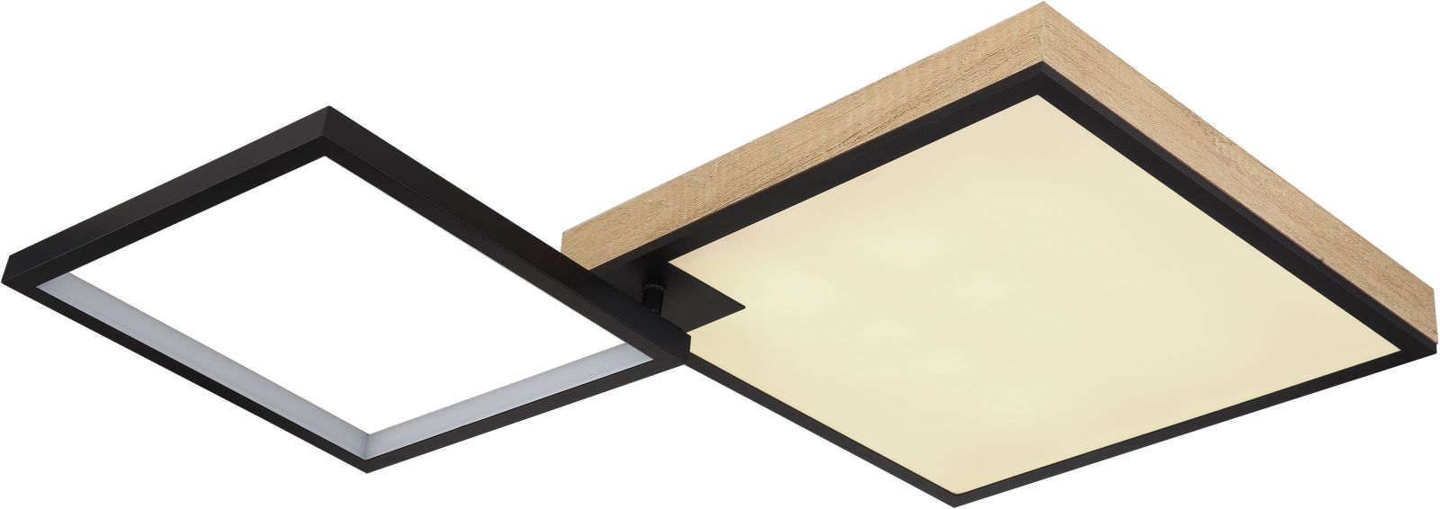 LED-Deckenleuchte JACKY - schwarz-matt - Holzoptik - 85,5 cm