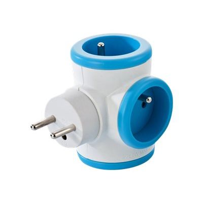WATT & CO - multiprise triplite rotative - blanc/bleu