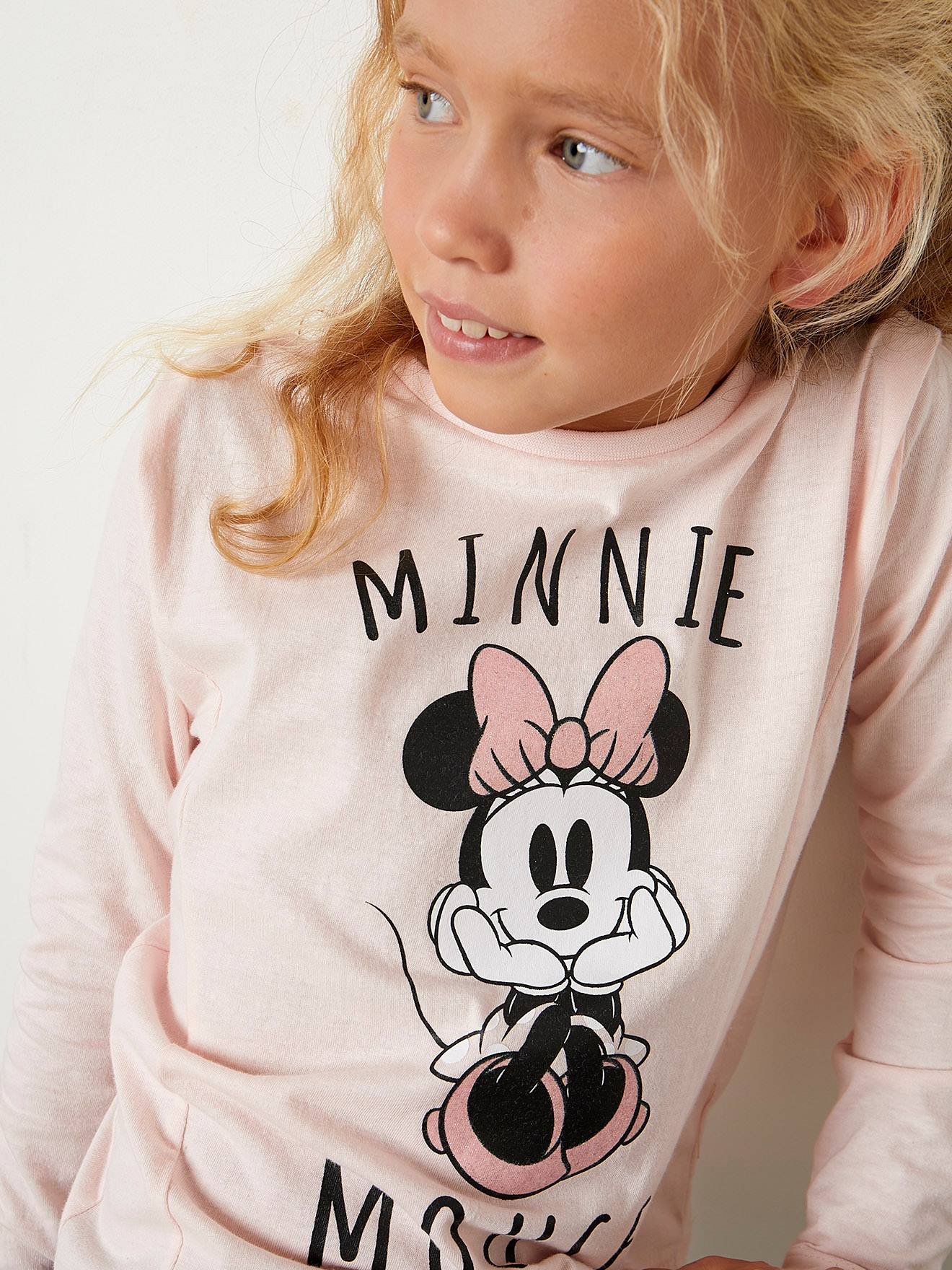 Camiseta de manga comprida DS® Minnie, rosa claro, lisa com estampas.
