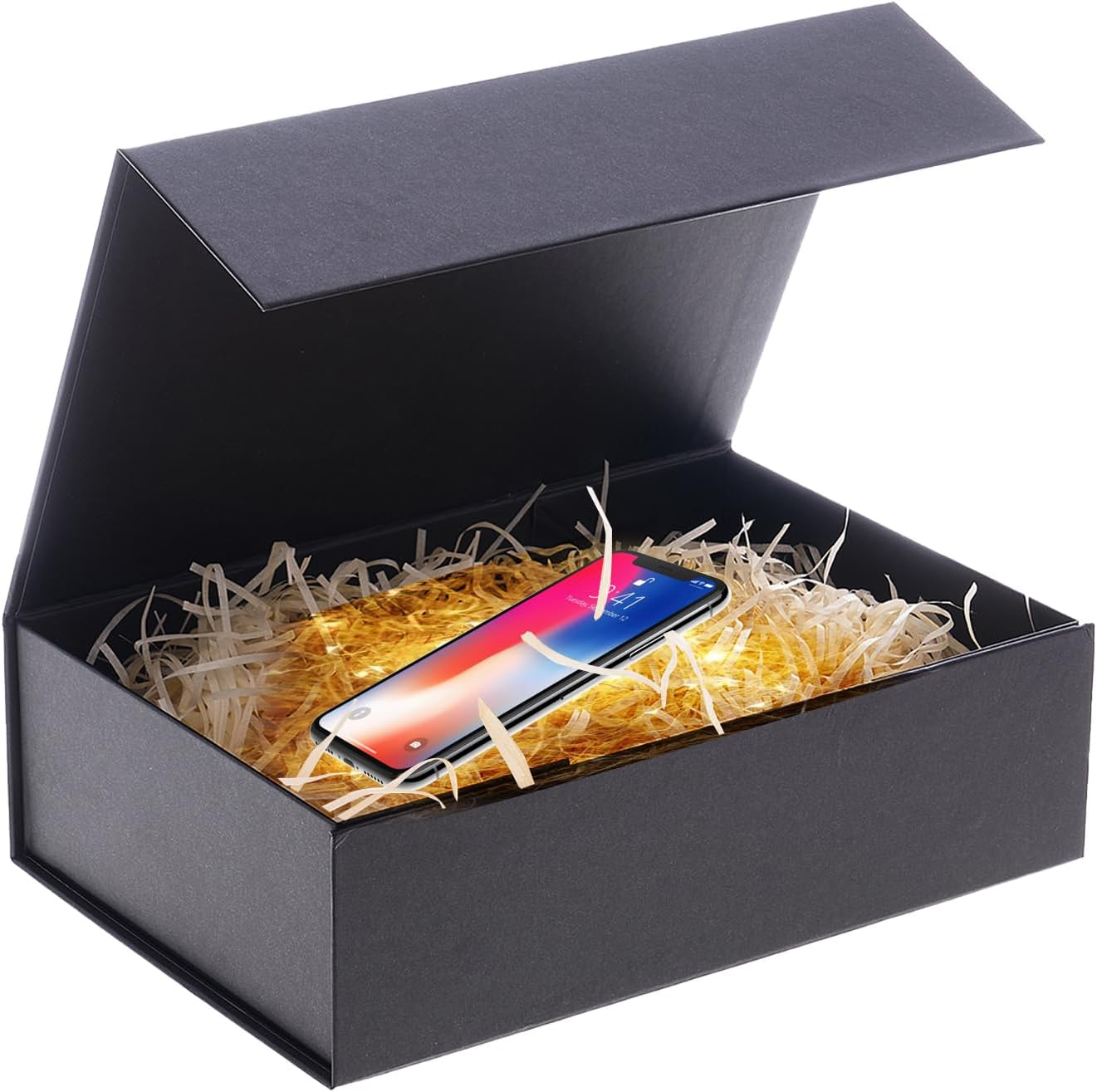 (11x11cm) Geschenk Schachtel Gift Box Verpackung mit Magnetischem Deckel - Schwarz