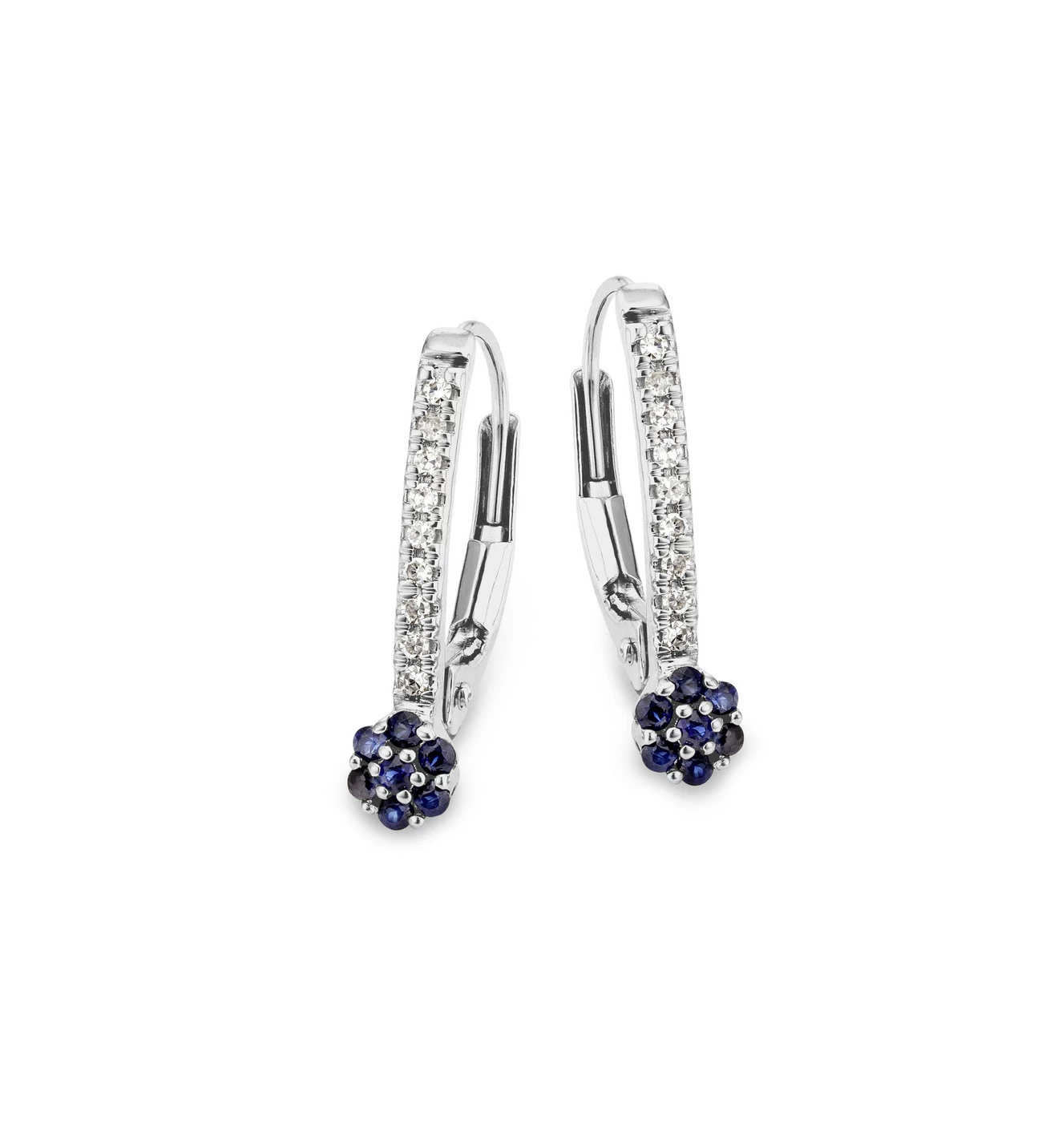 Edle Ohrringe mit 18 Diamanten und echt Safir