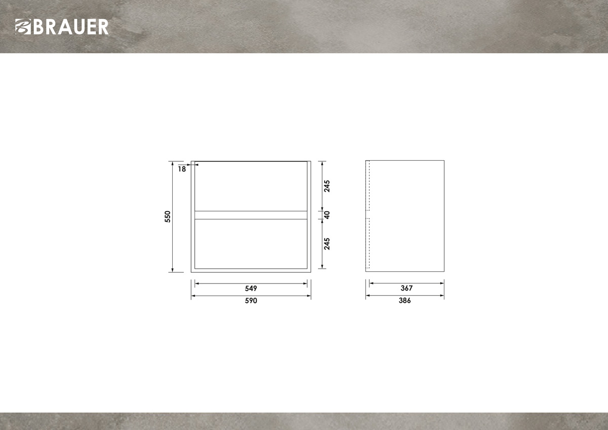 Brauer Adore onderkast ondiep 60cm met 2 softclose lades wit mat