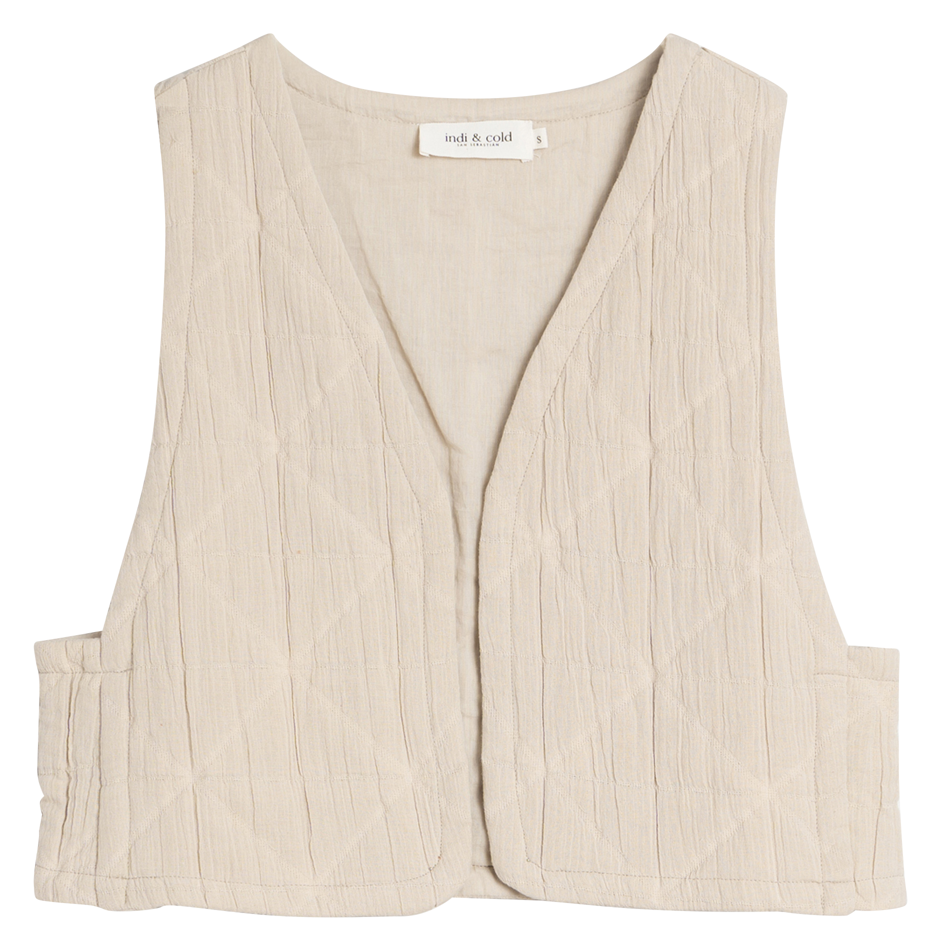 Gilet court jacquard en coton | Beige