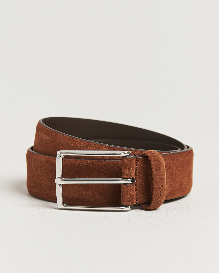 Anderson's Calf Suede 3,5 cm Belt Tobacco