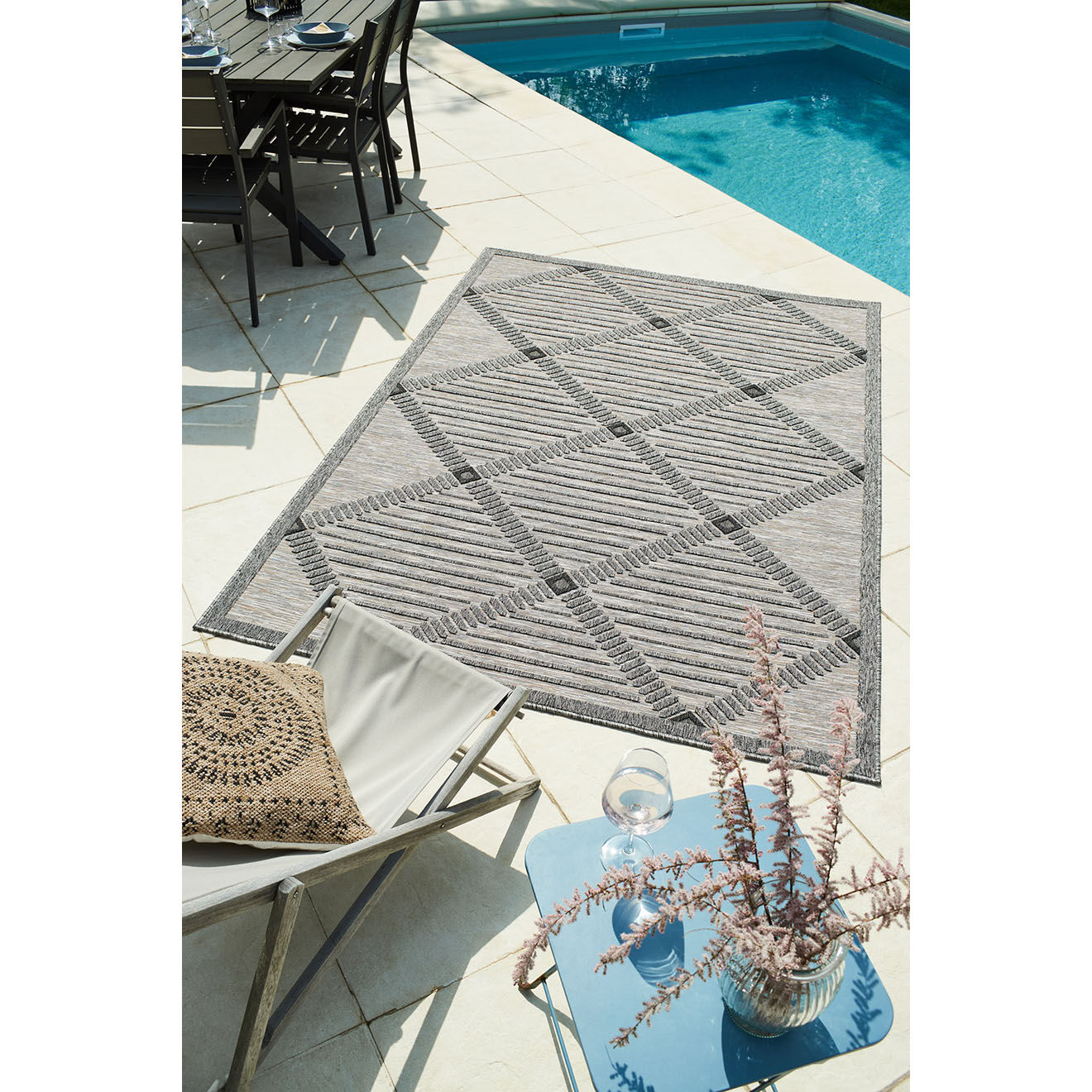 Nazar Rugs Tapis d'extérieur Acapulco 1672 gris  - 120x160 cm