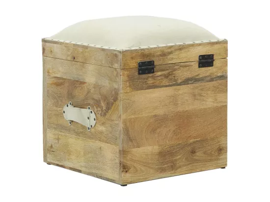 Coffre pouf carré en manguier