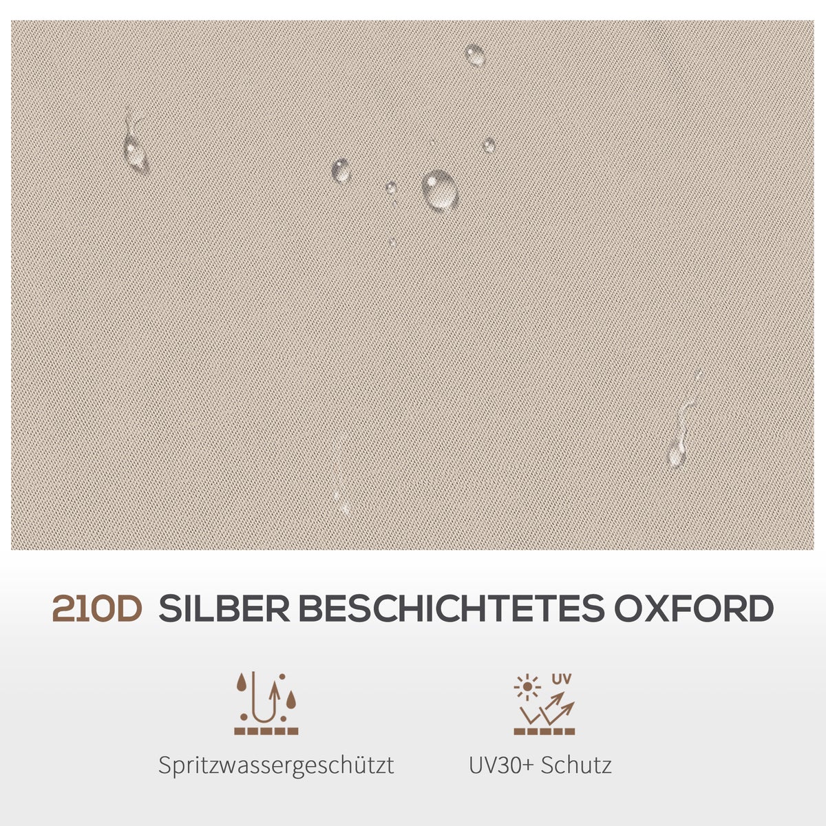 Outsunny vervangingsdak, prieeldak voor metalen prieel, 3,25 x 3,25 m, polyester, koffie