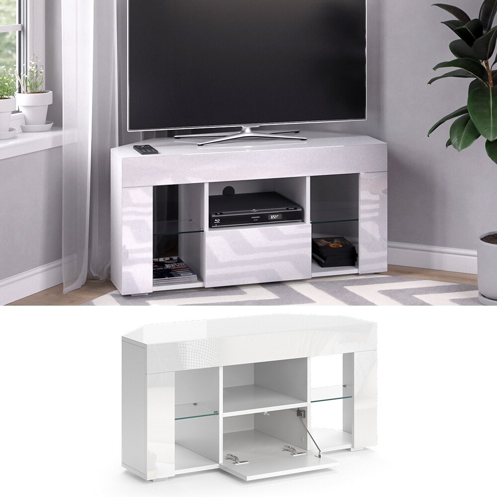 Vicco Lowboard Fernsehschrank TV-Schrank Denver Weiß Hochglanz Fernsehtisch