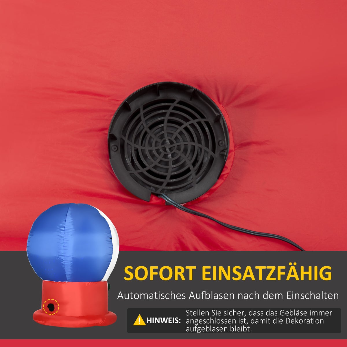 Outsunny 150 cm opblaasbare kerstversiering met kerstman en kerstboom, LED-lamp incl. blazer, IP44, 110L x 110B x 150H cm, polyesterstof (100%), blauw