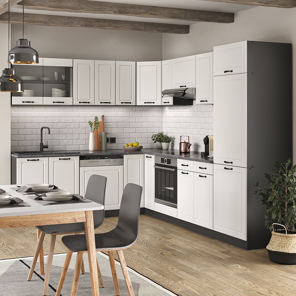 Vicco Küchenzeile Küchenblock Einbauküche R-Line Ecke 287x227 cm Landhaus Anthrazit