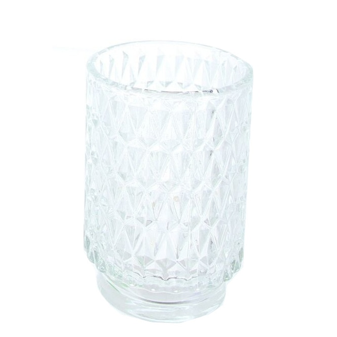 Windlicht klar mit Struktur - aus Glas - ca. 8,5 x 16 cm