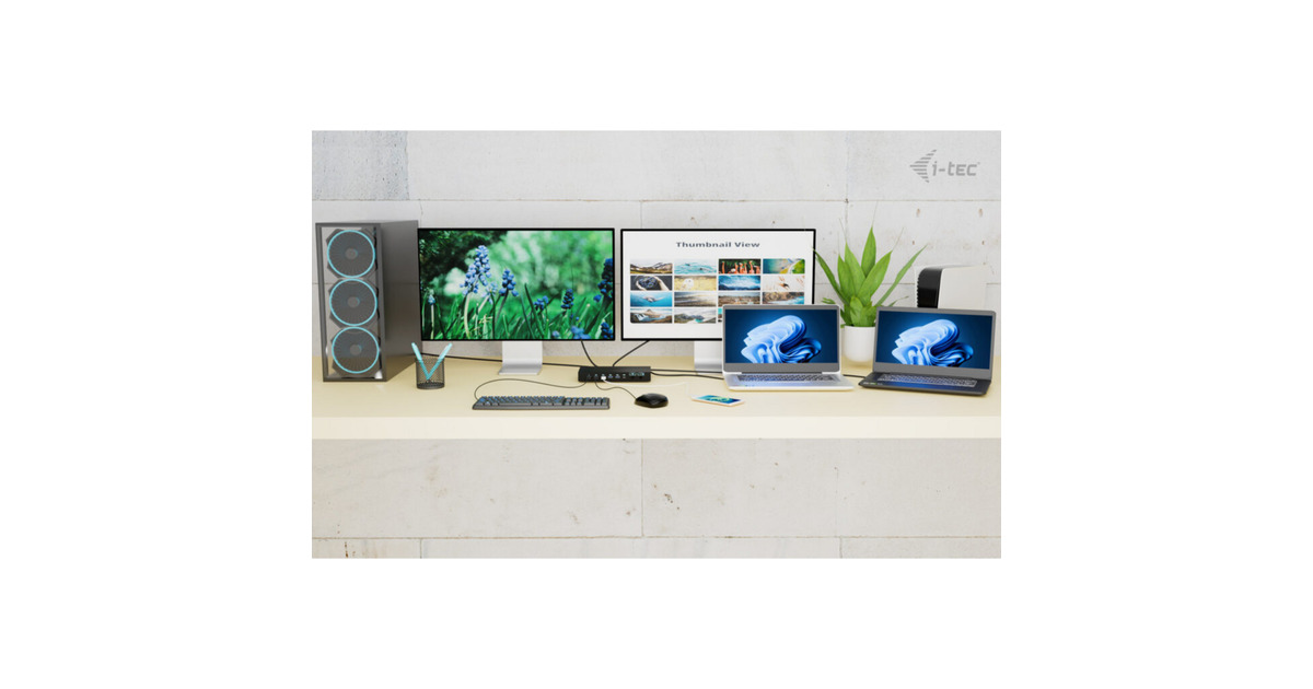 i-tecUSB-C KVM Dock PRO dockingstation  (Zwart)