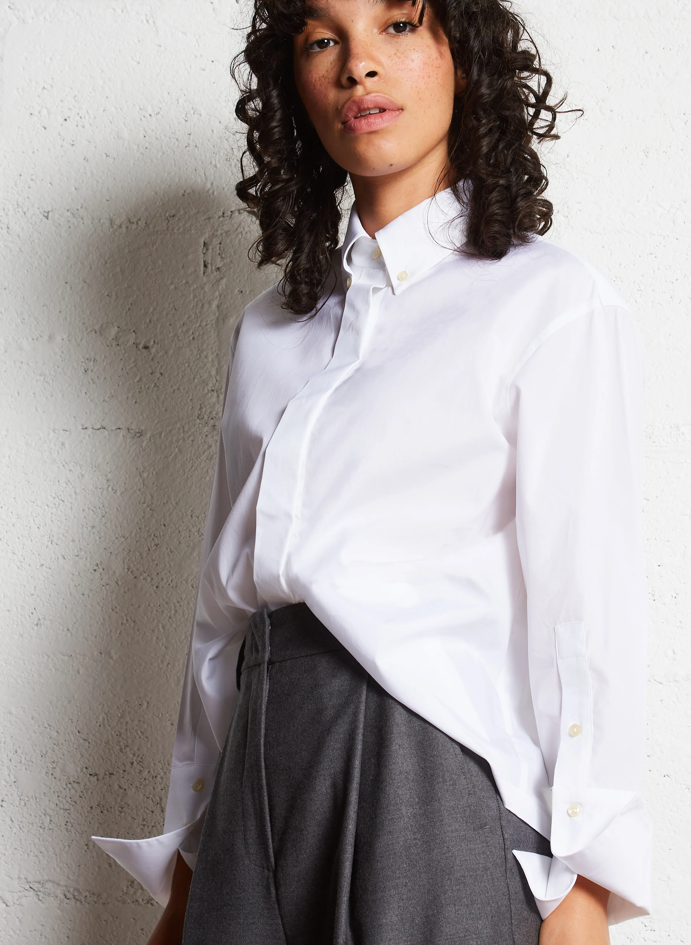 LOREDANA - Chemise col classique ample en coton | Blanc