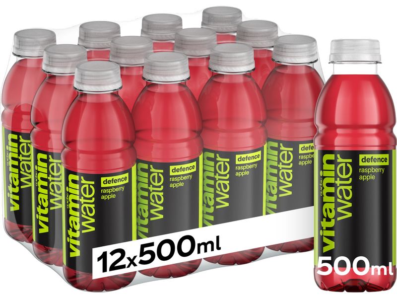 Vitamin Water Glacéau Vitamin Water Defence Himbeere & Apfe Kalorienarmes Erfrischungsgetränk ohne Kohlensäure