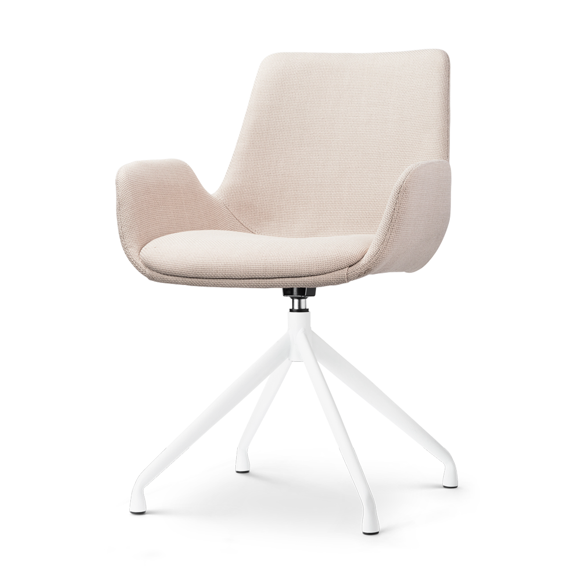 Eetkamerstoel Nola-Eef beige draaibaar - wit onderstel