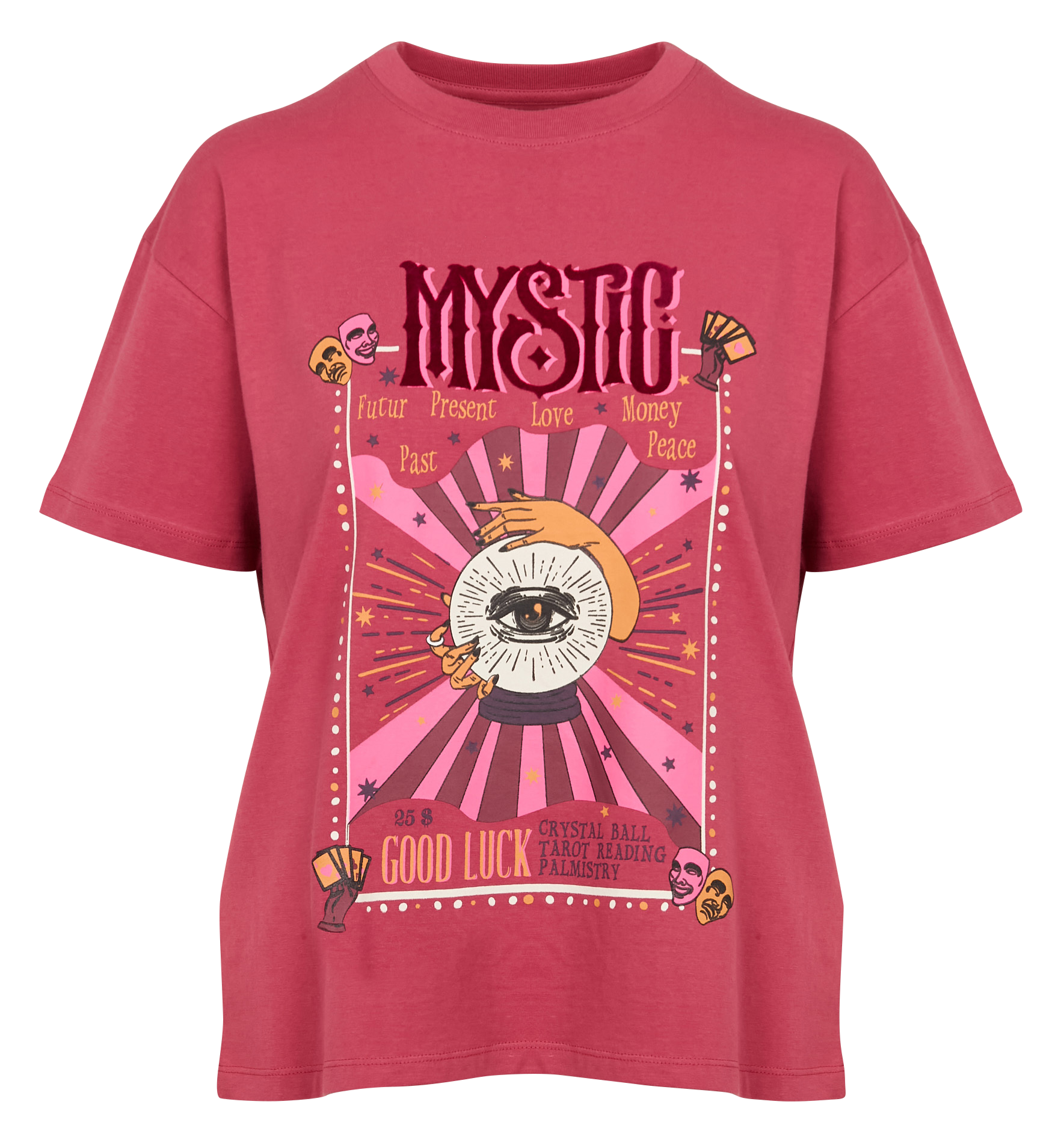 TIMYSTIC - Tee-shirt col rond sérigraphié en coton | Rose