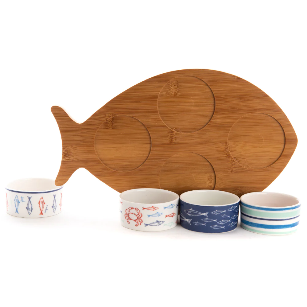 Plateau poisson et ses 4 bols Ariel Amadeus