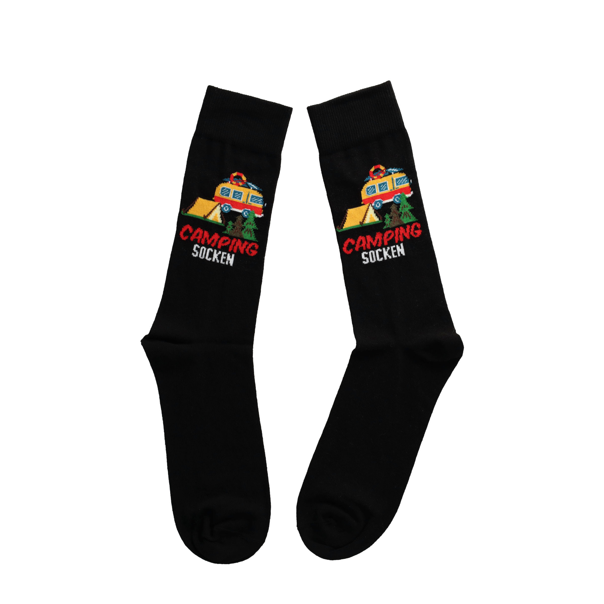 (1 Paar) Gr. 41-46 Baumwoll Socken Camping Socken Fashion Strümpfe - Schwarz / Orange