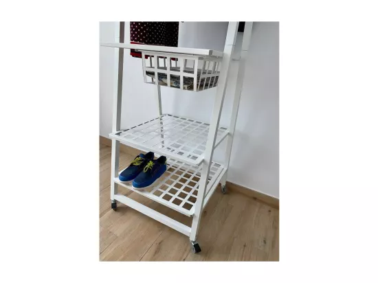 Portant à vêtements sur roulettes en métal, blanc, URBAN