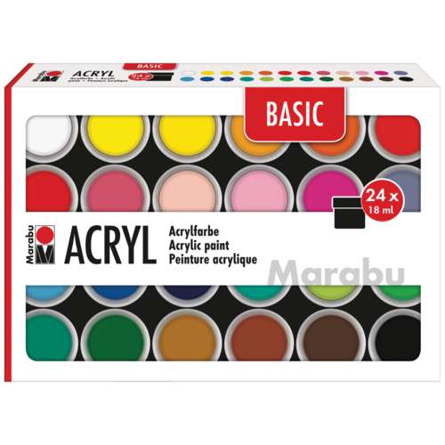 Marabu Acrylfarben BASIC Sets, 18-ml-Näpfchen
