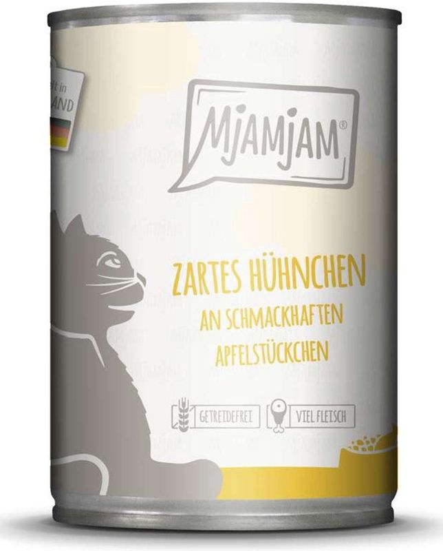 Mjamjam - Kip en Appel - Natvoer - 400 g - Hoogwaardig Volledig Voer voor Katten