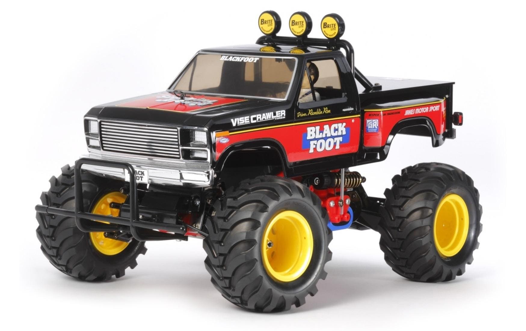 Monster Truck Blackfoot, RWD Bausatz mit ESC, 1:10<br>2WD Monstertruck Bausatz mit klassischer Tamiya Blackfoot Karosserie