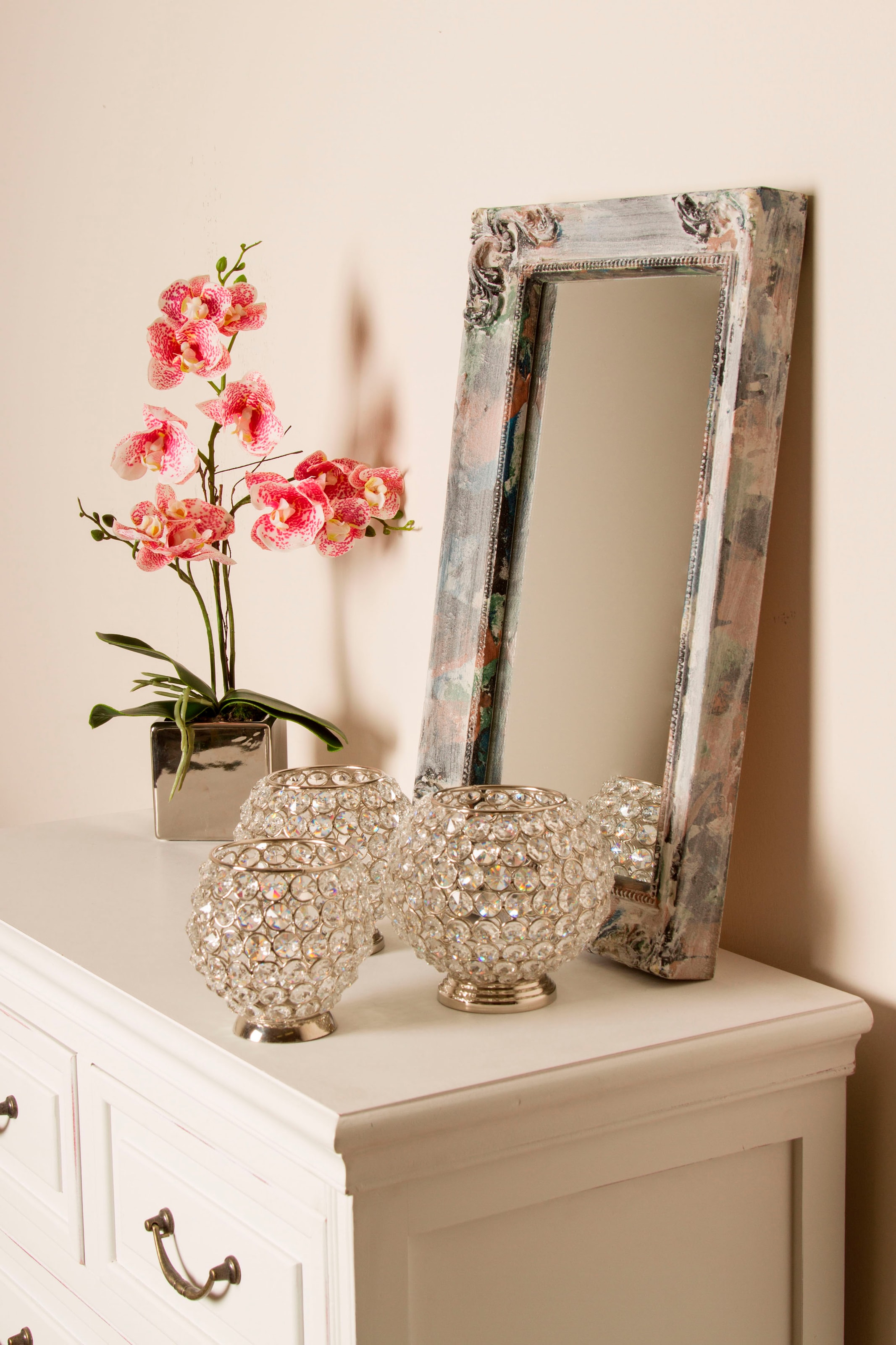 Myflair Möbel & Accessoires Wandspiegel »Manja« rechteckig, verzierter Rahmen aus Holz, Shabby Optik