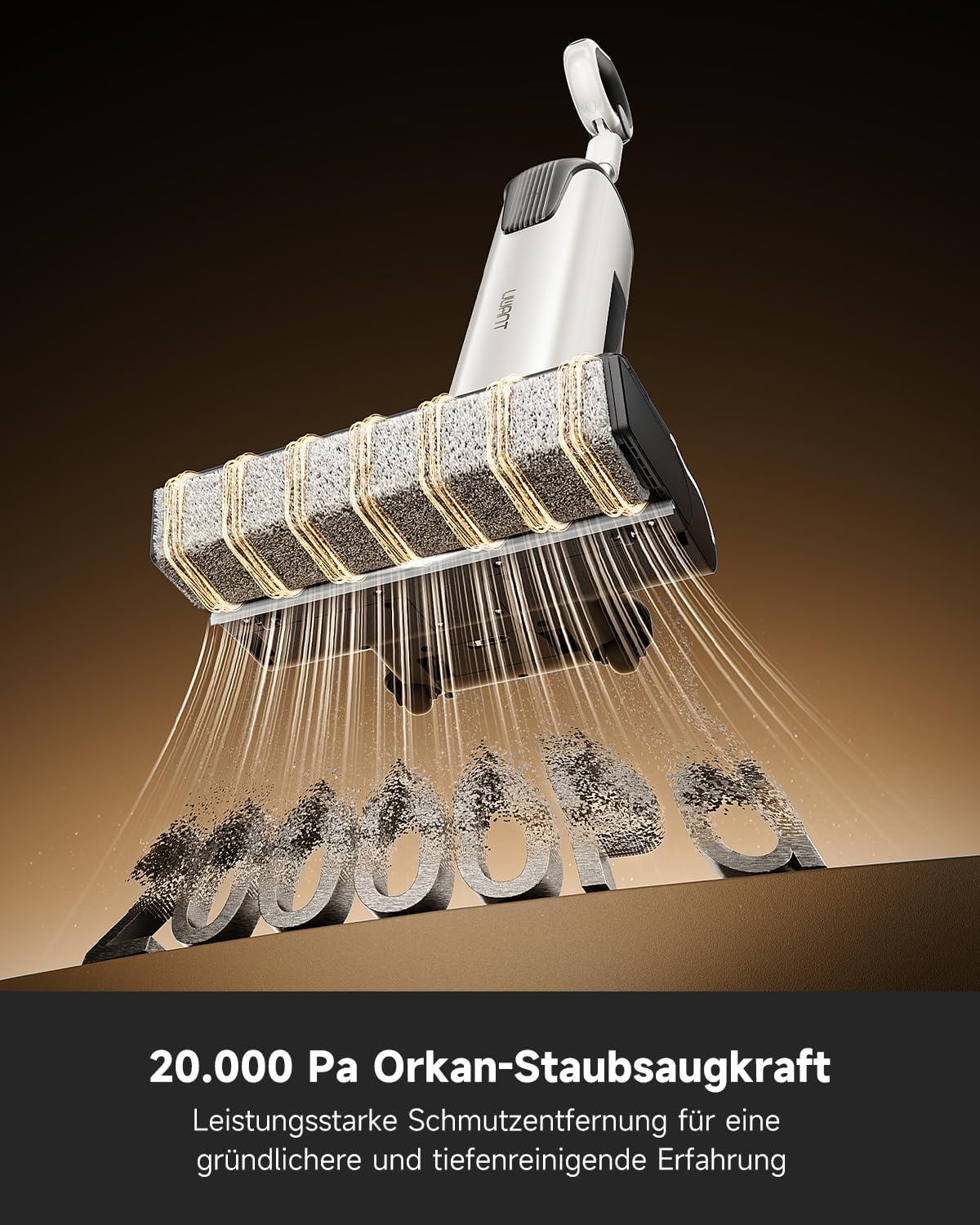 uwant D700 Nass trockensauger, Intelligente Fleckenerkennung, 180° Liege-Design, Randreinigung 2mm, Push-in Basisstation, Elektrolytwasser, 20000Pa Saugkraft