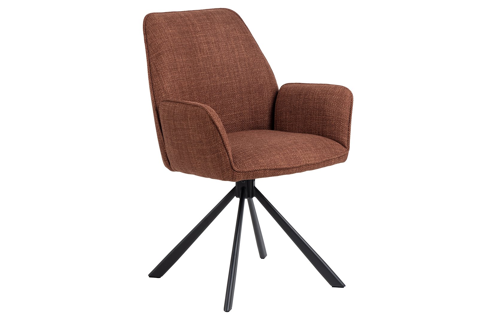 Glenda spisestol med arm Tekstil Basel 44 Terracotta med sortlakkert stålben