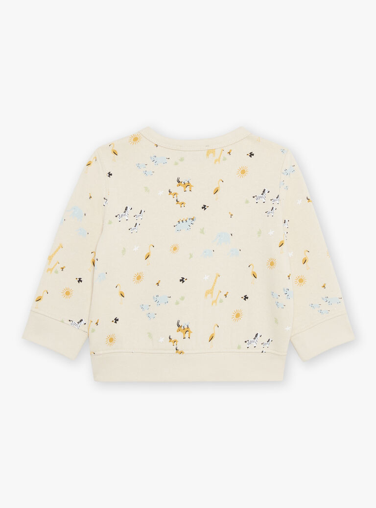 Sweat en molleton jaune animaux de la savane