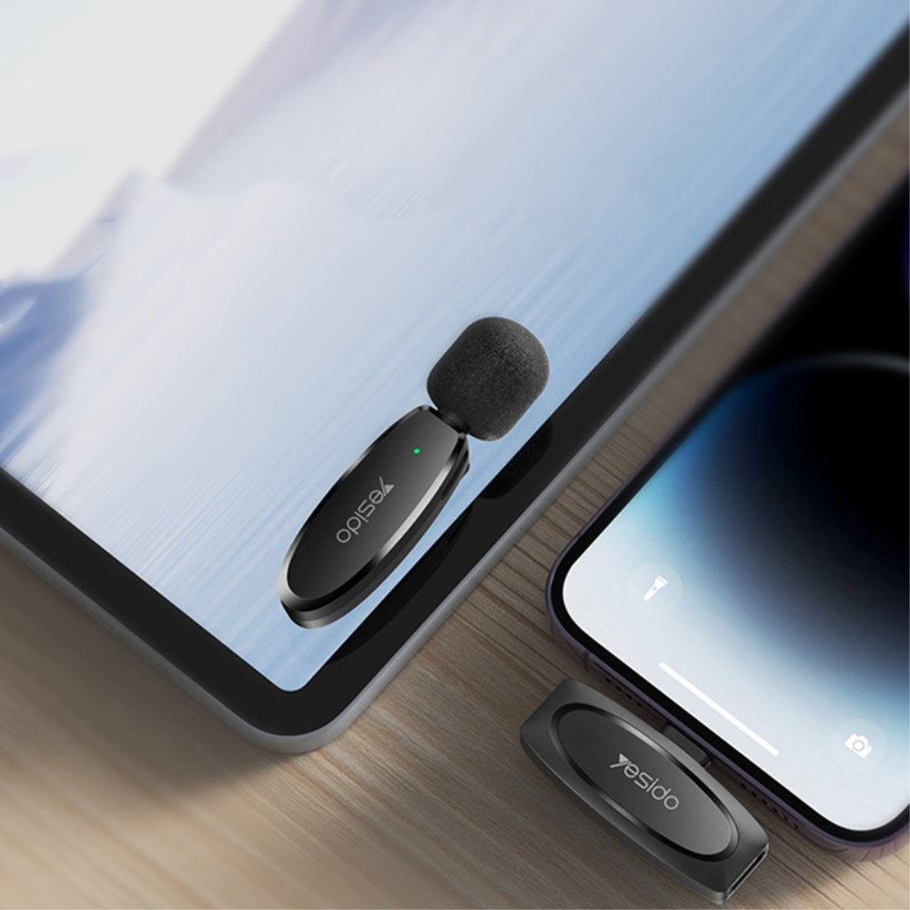 Kabelloses 360° Lavalier Mikrofon für Handy / Tablets mit Lightning Anschluss   Rauschunterdrückung für Livestreams / Interview