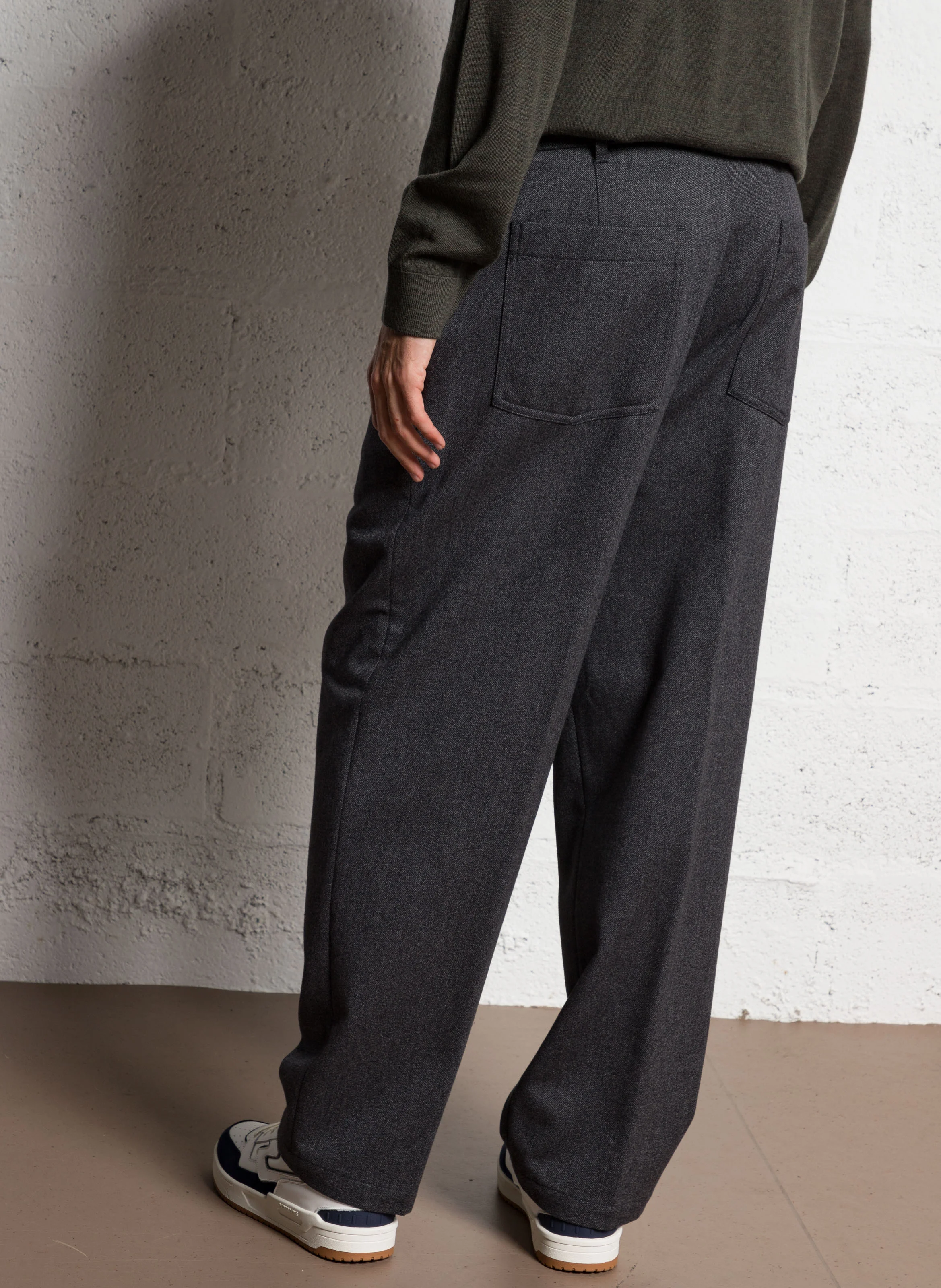 BLOMBERG - Pantalon droit en coton et en laine mélangés | Gris