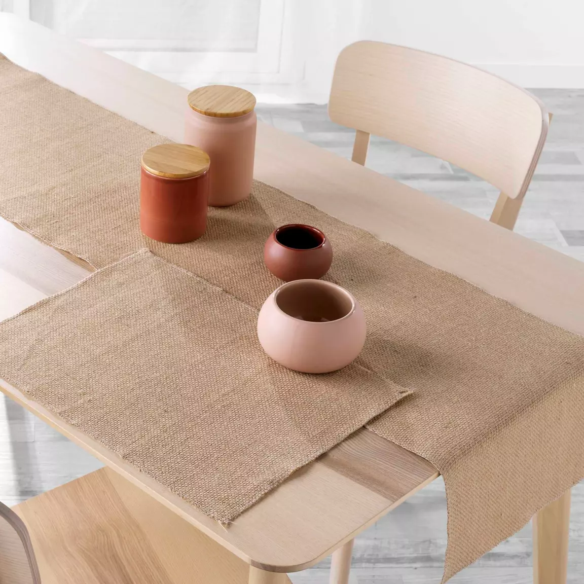 Lot de 2 sets de table jute (33 x 45 cm) Leny Beige