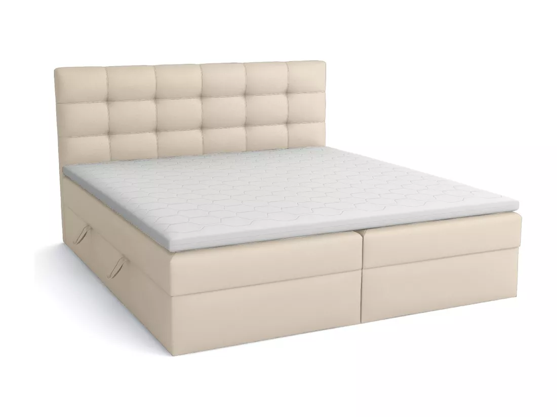 LIT BOXSPRING avec coffre de lit Glame 140x200 cm, Lux 01 (Crème)