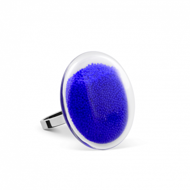 Bague en verre soufflé - Galet Mini Billes