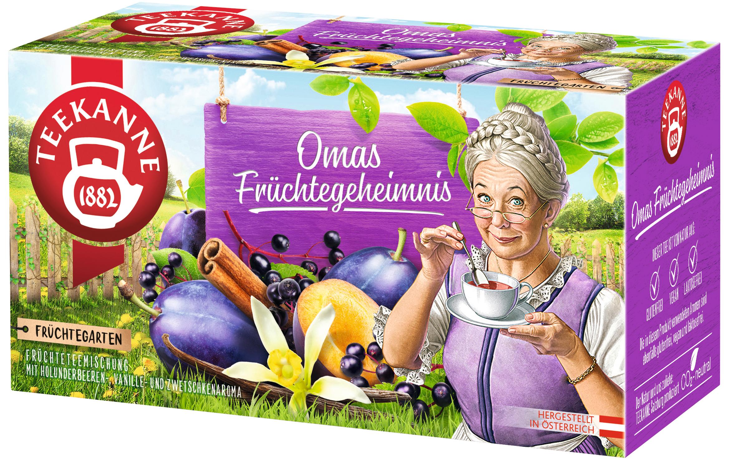 Teebeutel Omas Früchtegeheimnis 20 StückFrüchteteemischung mit Vanille und diversen Früchten