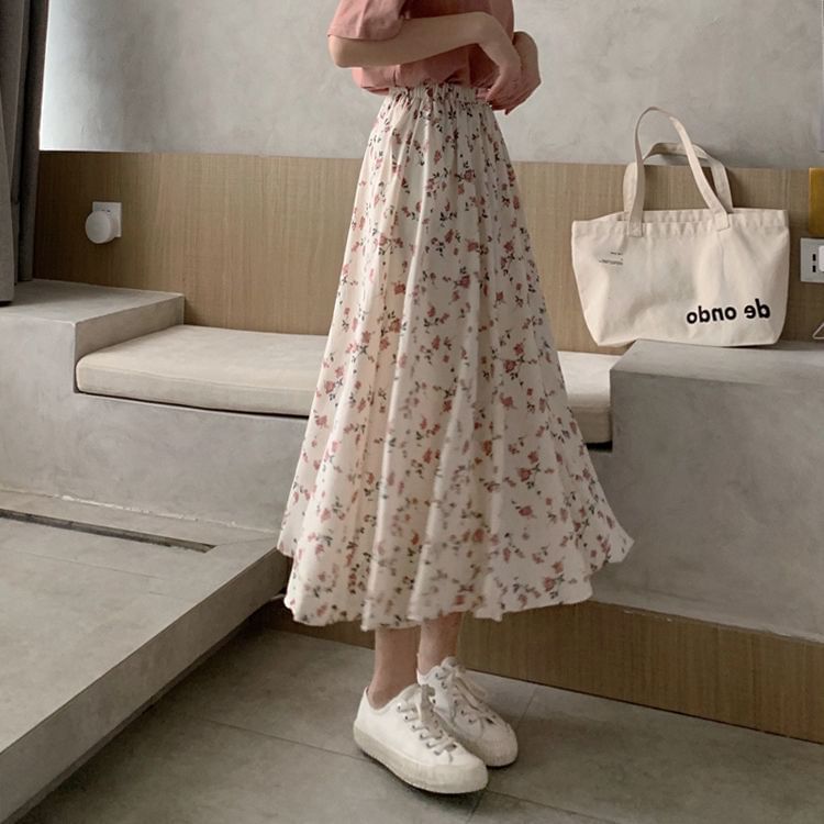 Enpheriado - A-lijn rok met elastische taille en bloemenprint